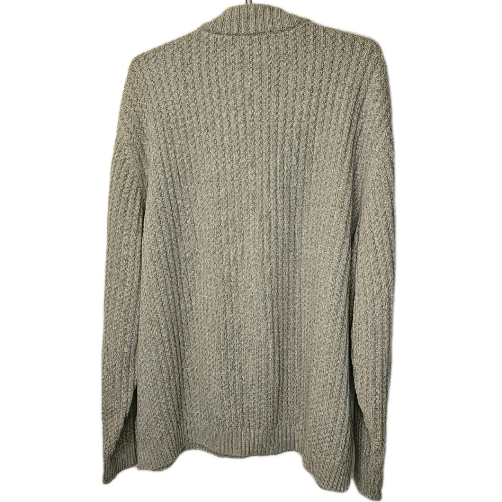 Vintage 80s Eddie Bauer Cable Knit Henley Sweater Men 3X Taupey Gray Qtr Button - Picture 3 of 9